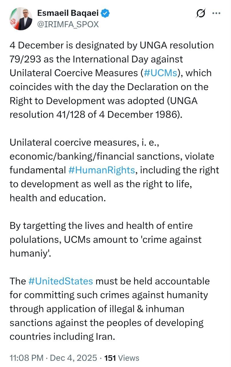 بقائی: آمریکا باید به خاطر ارتکاب جنایت علیه بشریت مواخذه شود