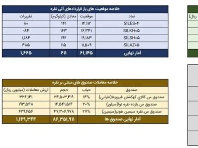 معامله ۷۴۴ کیلوگرم شمش نقره در بورس کالا