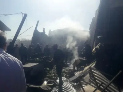 اولین تصاویر از سقوط یک فروند بالگرد در میدان تره‌بار+ عکس