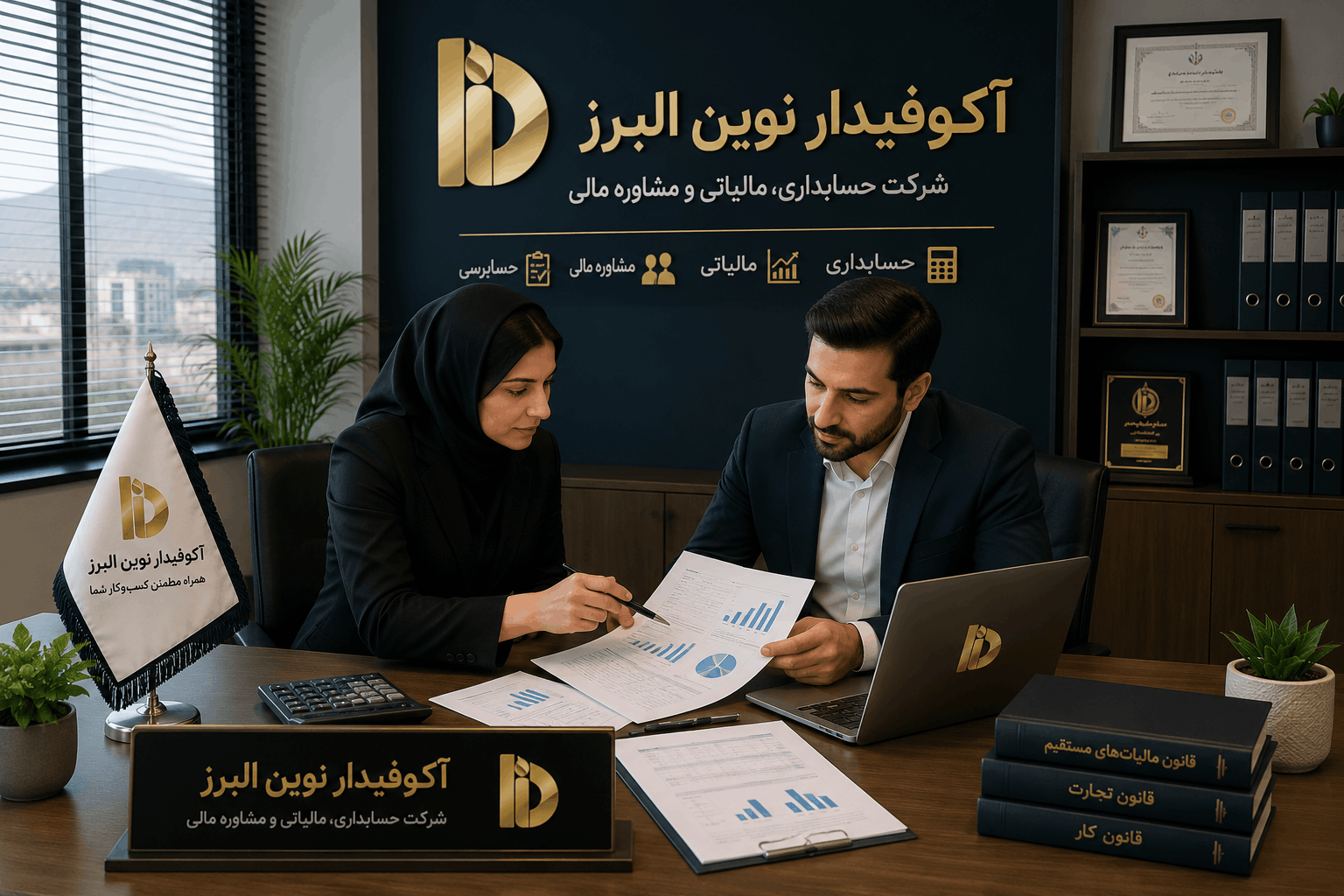مشاور مالیاتی در حال بررسی اسناد مالی شرکت پیش از رسیدگی مالیاتی
